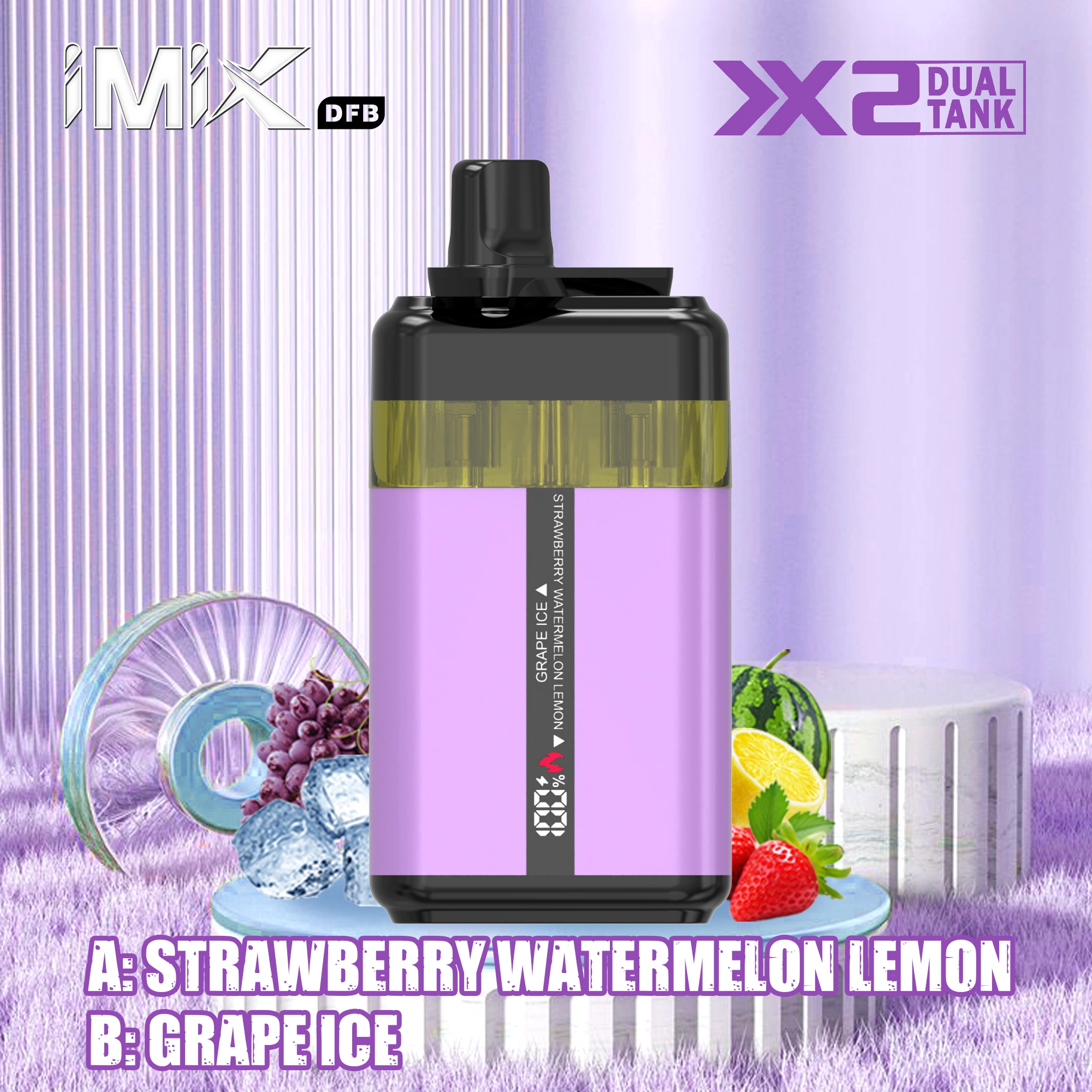 iXiM dual tank 40k puffs disposable vape strewberry watermelon lemon grape ice